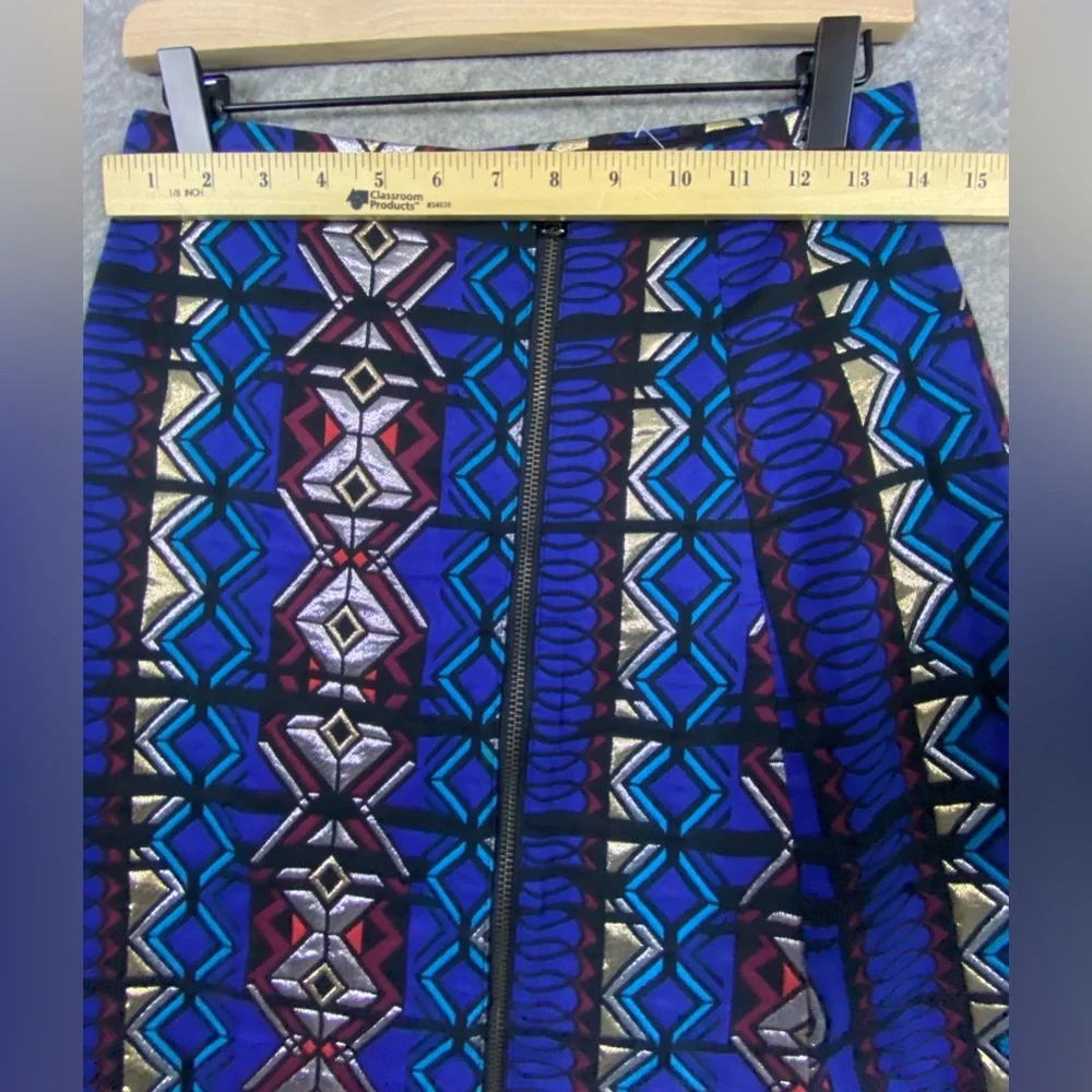 J. Crew NEW NWT Mini Skirt Size 2 Metallic Brocade Colorful Full Front Zip Aztec